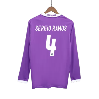 Men's Retro 2016/17 Replica SERGIO RAMOS #4 Real Madrid Away Long Sleeves Soccer Jersey Shirt - Pro Jersey Shop