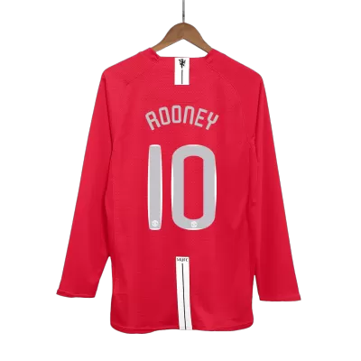 UCL Men's Retro 2007/08 Replica ROONEY #10 Manchester United Home Long Sleeves Soccer Jersey Shirt - Pro Jersey Shop