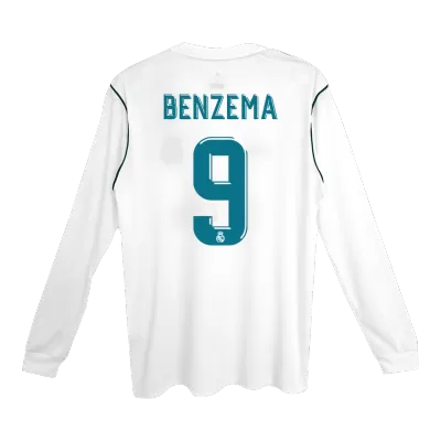 Men's Retro 2017/18 BENZEMA #9 Real Madrid Home Long Sleeves Soccer Jersey Shirt - Pro Jersey Shop